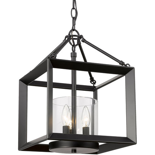 Smyth 3 Light 12 inch Matte Black Mini Chandelier Ceiling Light in Clear Glass, Mini